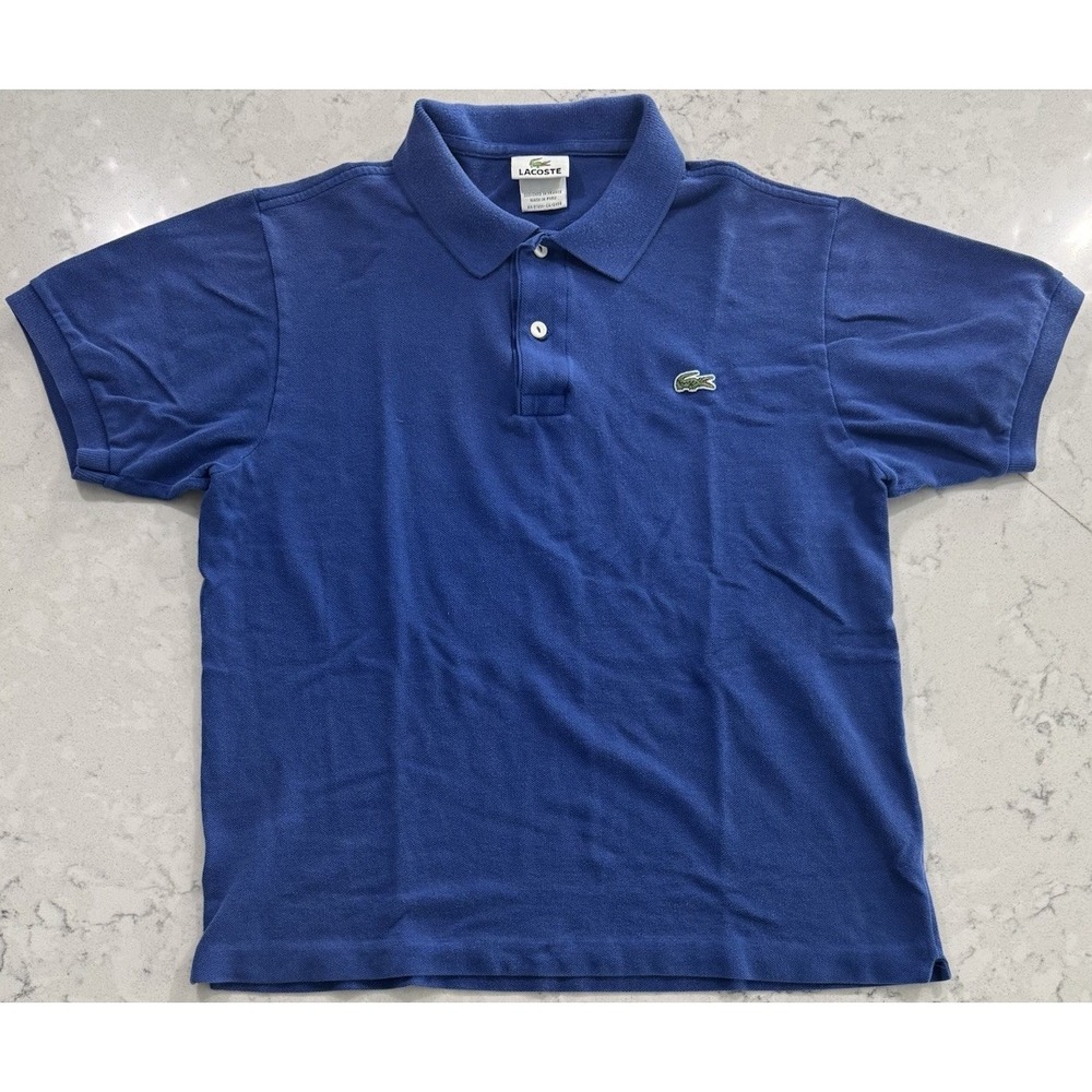 VTG Lacoste Classic Pique Polo Shirt Mens Size 4 Medium Blue Short Sleeve Y2K